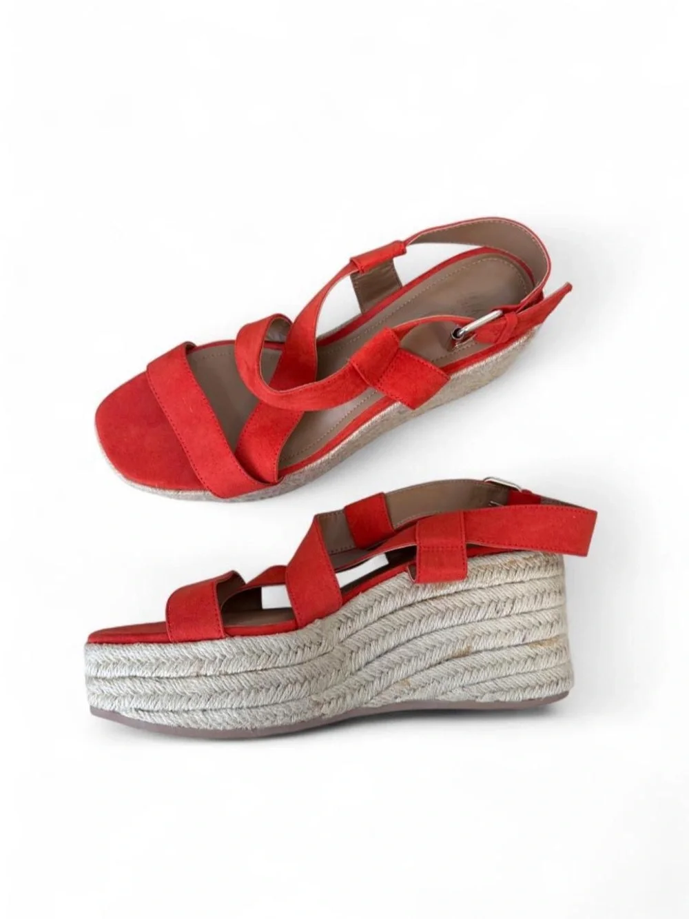 Women’s orange Suede Espadrille Wedge Sandals